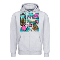 Heather Grey gym hair don't care clasp and water bottle with glitter seamless patte Zipper Hoodie - BundleAndBundleShop
