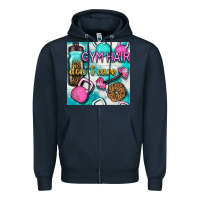 Navy gym hair don't care clasp and water bottle with glitter seamless patte Zipper Hoodie - BundleAndBundleShop
