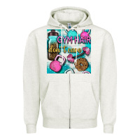 Oatmeal Heather gym hair don't care clasp and water bottle with glitter seamless patte Zipper Hoodie - BundleAndBundleShop