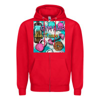 Red gym hair don't care clasp and water bottle with glitter seamless patte Zipper Hoodie - BundleAndBundleShop