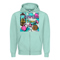 Seafoam gym hair don't care clasp and water bottle with glitter seamless patte Zipper Hoodie - BundleAndBundleShop