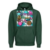 Sports Green gym hair don't care clasp and water bottle with glitter seamless patte Zipper Hoodie - BundleAndBundleShop