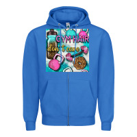 True Royal gym hair don't care clasp and water bottle with glitter seamless patte Zipper Hoodie - BundleAndBundleShop