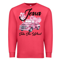 Cardinal Leopard Floral Pink Car Jesus Take The Wheel Premium Sweatshirt - Bettercallsaul