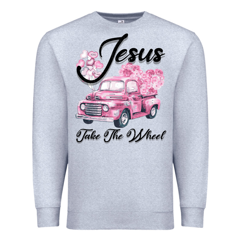 Leopard Floral Pink Car Jesus Take The Wheel Premium Sweatshirt by Bettercallsaul | Teevron