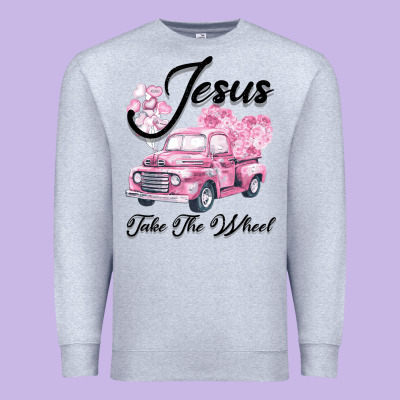 Leopard Floral Pink Car Jesus Take The Wheel Premium Sweatshirt Designed By Bettercallsaul