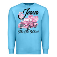 Ocean Blue Leopard Floral Pink Car Jesus Take The Wheel Premium Sweatshirt - Bettercallsaul