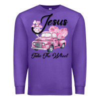 Purple Leopard Floral Pink Car Jesus Take The Wheel Premium Sweatshirt - Bettercallsaul