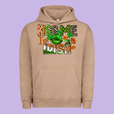 Kiss Me I Am Irish St. Patrick's Day Urban Hoodie Designed By Cowgirlartshop