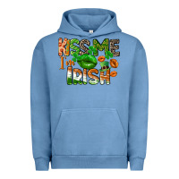 Pigment Pebble Blue Kiss me i am irish St. Patrick's Day Urban Hoodie - CowGirlArtShop