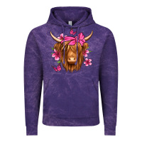 Cloud Purple floral pink bandana longhaired cow Vintage Hoodie - Jasminsmagicworld