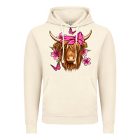 Vintage Artic floral pink bandana longhaired cow Vintage Hoodie - Jasminsmagicworld