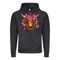 Vintage Black floral pink bandana longhaired cow Vintage Hoodie - Jasminsmagicworld