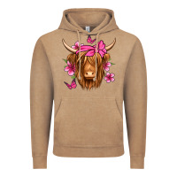 Vintage Coffee floral pink bandana longhaired cow Vintage Hoodie - Jasminsmagicworld