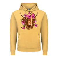 Vintage Mustard floral pink bandana longhaired cow Vintage Hoodie - Jasminsmagicworld