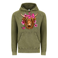 Vintage Olive floral pink bandana longhaired cow Vintage Hoodie - Jasminsmagicworld
