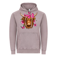 Vintage Zinc floral pink bandana longhaired cow Vintage Hoodie - Jasminsmagicworld