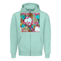 Seafoam hair boss and hand mirror with money and leopard seamless pattern bbs Zipper Hoodie - BundleAndBundleShop