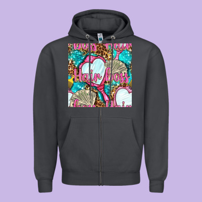 Hair Boss And Hand Mirror With Money And Leopard Seamless Pattern Bbs Zipper Hoodie Designed By Bundleandbundleshop