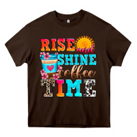 Chocolate Brown rise and shine coffee time Heavy Core Tee - Zillion Design Studio