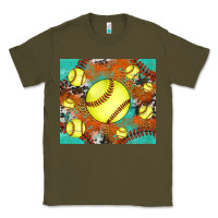 Army Green softball cowhide turquoise glitter tumbler Classic Tee - Jasminsmagicworld