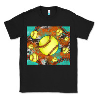 Black softball cowhide turquoise glitter tumbler Classic Tee - Jasminsmagicworld
