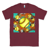 Burgundy softball cowhide turquoise glitter tumbler Classic Tee - Jasminsmagicworld
