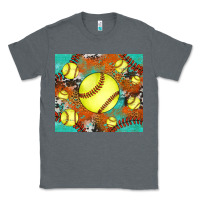 Charcoal Heather softball cowhide turquoise glitter tumbler Classic Tee - Jasminsmagicworld
