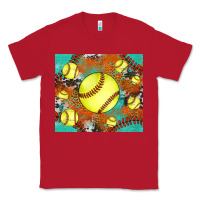 Red softball cowhide turquoise glitter tumbler Classic Tee - Jasminsmagicworld