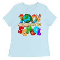 Baby Blue 100 days of school Ladies Tee - texasbilliewilder