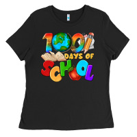 Black 100 days of school Ladies Tee - texasbilliewilder