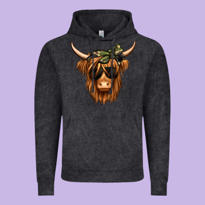 Camouflage Long Haired Cow Vintage Hoodie Designed By Jasminsmagicworld
