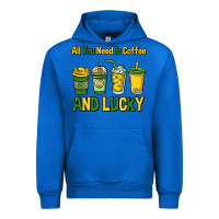 Cobalt All you need is coffee and lucky St. Patrick's Urban Hoodie - HowdyJamesFarm