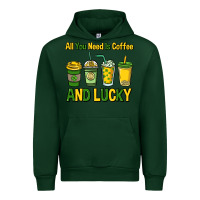 Forest Green All you need is coffee and lucky St. Patrick's Urban Hoodie - HowdyJamesFarm