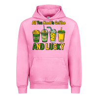 Fuchsia Pink All you need is coffee and lucky St. Patrick's Urban Hoodie - HowdyJamesFarm