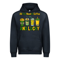 Navy All you need is coffee and lucky St. Patrick's Urban Hoodie - HowdyJamesFarm