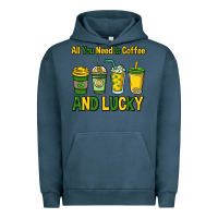 Pigment Midnight Navy All you need is coffee and lucky St. Patrick's Urban Hoodie - HowdyJamesFarm