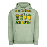 Pigment Oil Green All you need is coffee and lucky St. Patrick's Urban Hoodie - HowdyJamesFarm