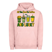 Pigment Salmon All you need is coffee and lucky St. Patrick's Urban Hoodie - HowdyJamesFarm