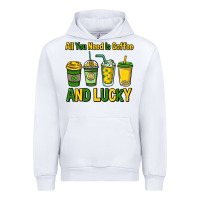 White All you need is coffee and lucky St. Patrick's Urban Hoodie - HowdyJamesFarm