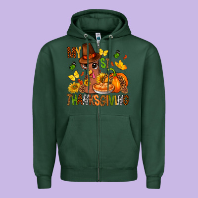 My First Thanksgiving Bbs Zipper Hoodie Designed By Bundleandbundleshop
