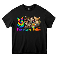 Black peace love  coffee Heavy Core Tee - Zillion Design Studio