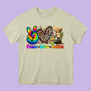 Peace Love  Coffee Heavy Core Tee Designed By Zillion Design Studio