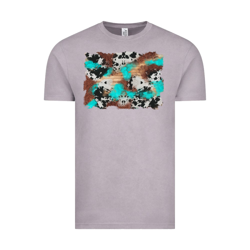 Western Cowhide Turquoise And Wood Background Vintage Tee by Artiststas | Teevron
