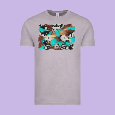 Western Cowhide Turquoise And Wood Background Vintage Tee Designed By Artiststas