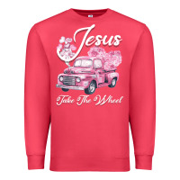 Cardinal Leopard Floral Pink Car Jesus Take The Wheel Premium Sweatshirt - Bettercallsaul