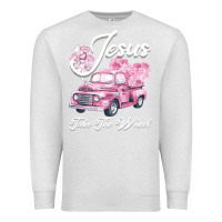Oatmeal Heather Leopard Floral Pink Car Jesus Take The Wheel Premium Sweatshirt - Bettercallsaul
