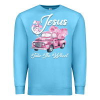 Ocean Blue Leopard Floral Pink Car Jesus Take The Wheel Premium Sweatshirt - Bettercallsaul