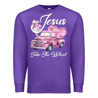 Purple Leopard Floral Pink Car Jesus Take The Wheel Premium Sweatshirt - Bettercallsaul