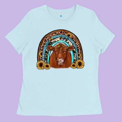 Red Angus Rainbow Ladies Tee Designed By Jahusdesignshop